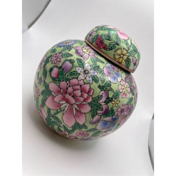 Ginger jar small green floral - Picture 1 of 5